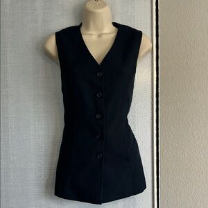 Dark Navy Sleeveless Button-Up Vest